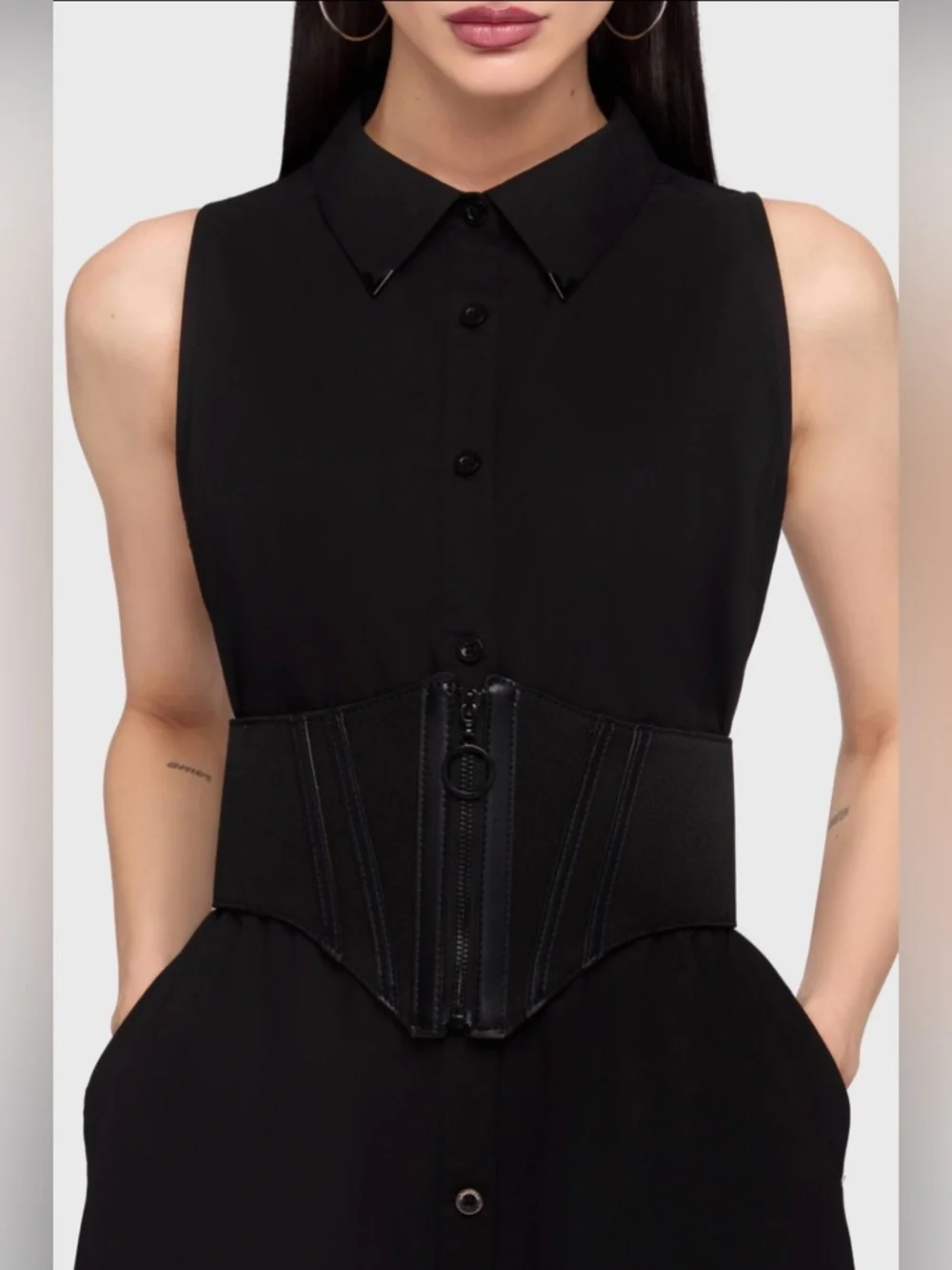 KIHILIST Obsidienne Corset Belt Black Gothic Waist Cincher NWT